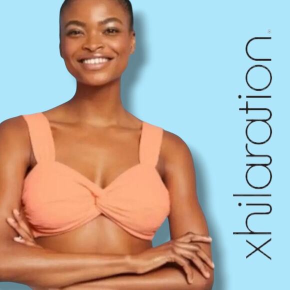 Xhilaration Juniors Neon Melon Textured Twist-Front Bralette Bikini Top Size XL - Picture 5 of 7